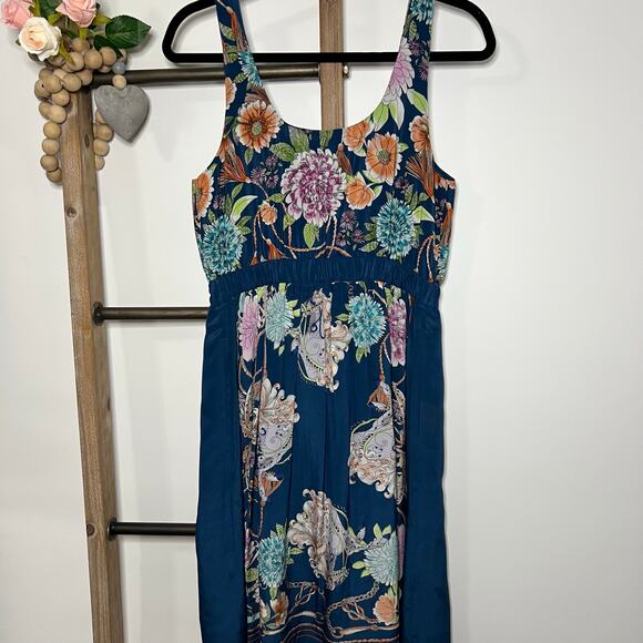 Moulinette Soeurs Mable Blue‎ Floral Silk Dress Size Small - Picture 6 of 8